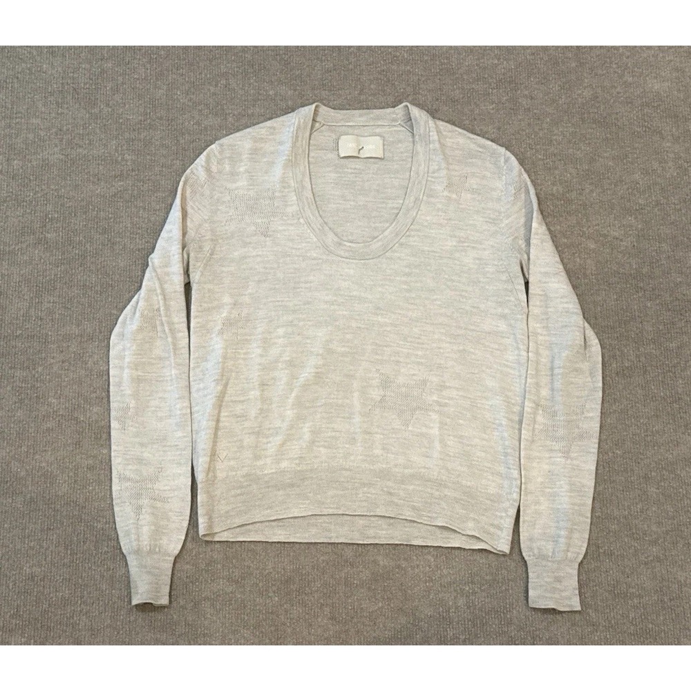 ZADIG VOLTAIRE Gray Wool Embroidered Rina Star Knit Long Sleeve Shirt Medium